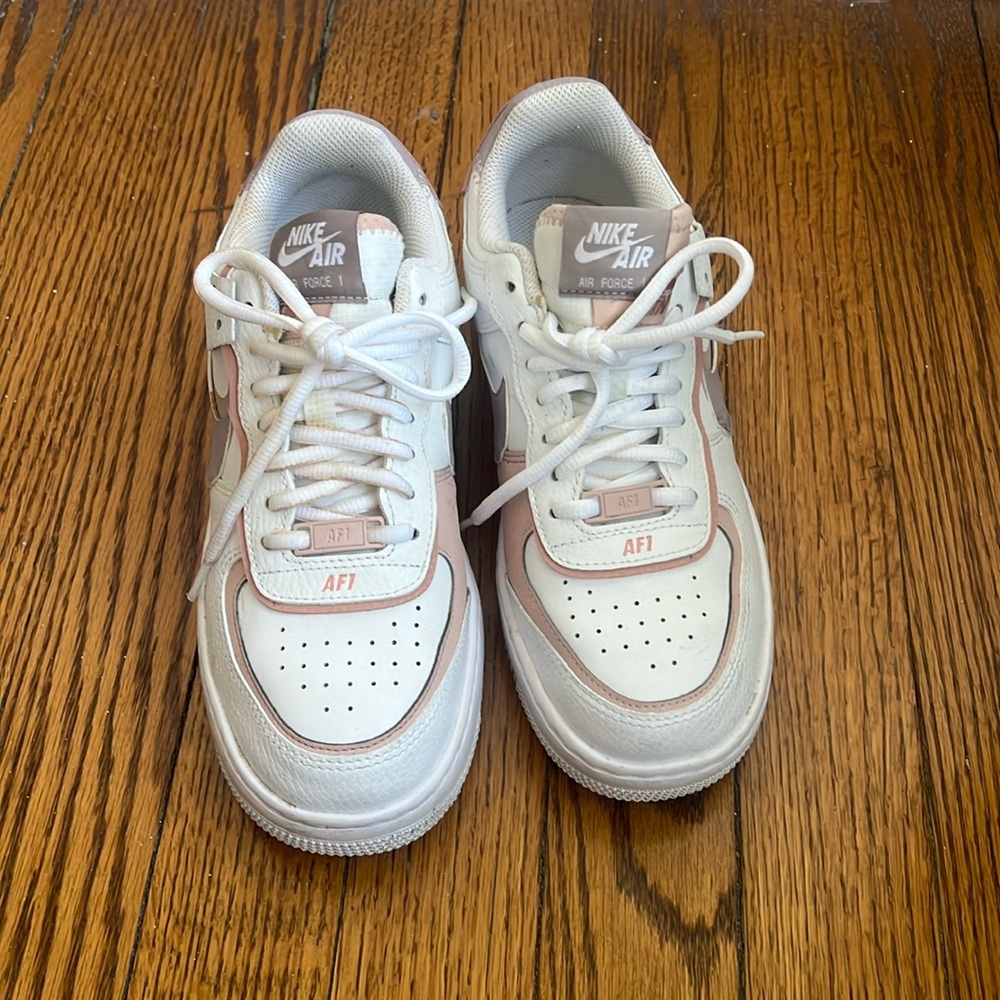 Pink/purple/white Nike Air Force 1’s
